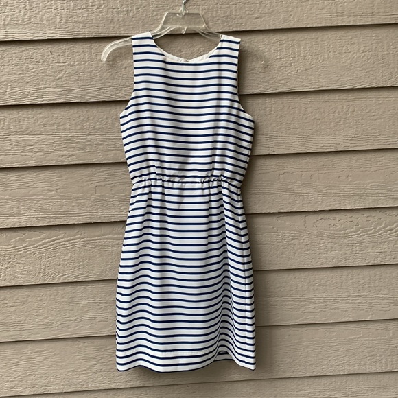 J.Crew Navy and White Striped Nautical Cinched Waist Dress - Picture 3 of 7